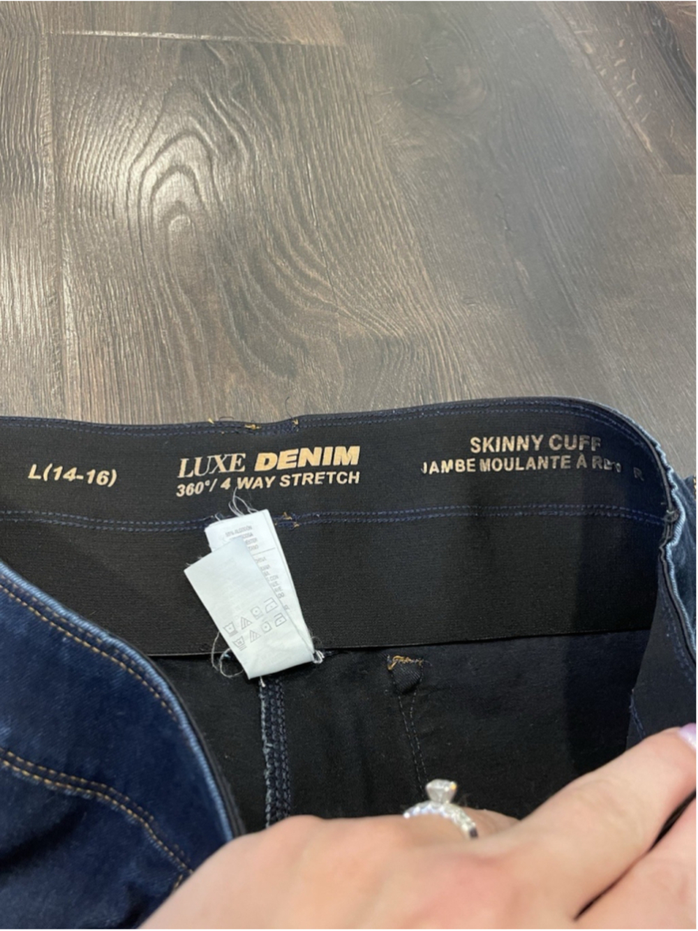 Luxe Nygard 360 4 Way Stretch Pull on Size 14-16 Denim Jeans Skinny Cuff - Picture 3 of 7